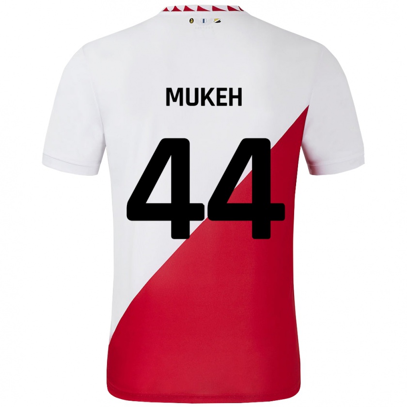 Kandiny Enfant Maillot Joshua Mukeh #44 Blanc Rouge Tenues Domicile 2024/25 T-Shirt