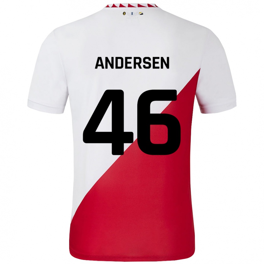 Kandiny Enfant Maillot Silas Andersen #46 Blanc Rouge Tenues Domicile 2024/25 T-Shirt