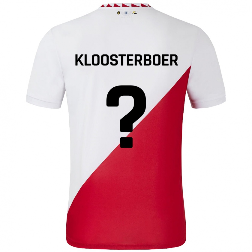 Kandiny Enfant Maillot Per Kloosterboer #0 Blanc Rouge Tenues Domicile 2024/25 T-Shirt