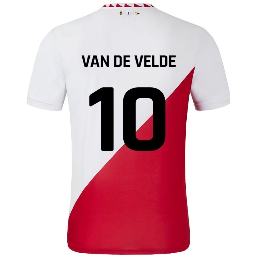 Kandiny Enfant Maillot Senne Van De Velde #10 Blanc Rouge Tenues Domicile 2024/25 T-Shirt