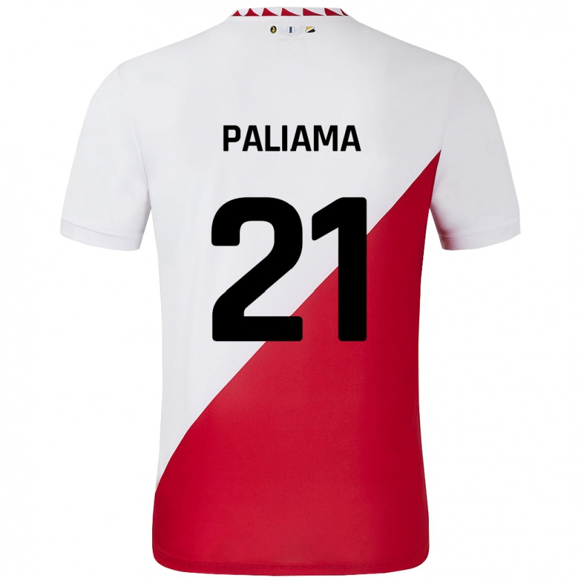 Kandiny Enfant Maillot Joni Paliama #21 Blanc Rouge Tenues Domicile 2024/25 T-Shirt