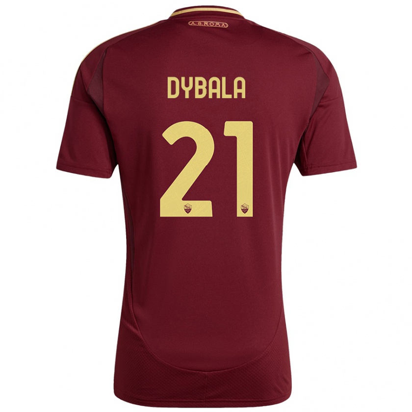 Kandiny Enfant Maillot Paulo Dybala #21 Rouge Brun Or Tenues Domicile 2024/25 T-Shirt