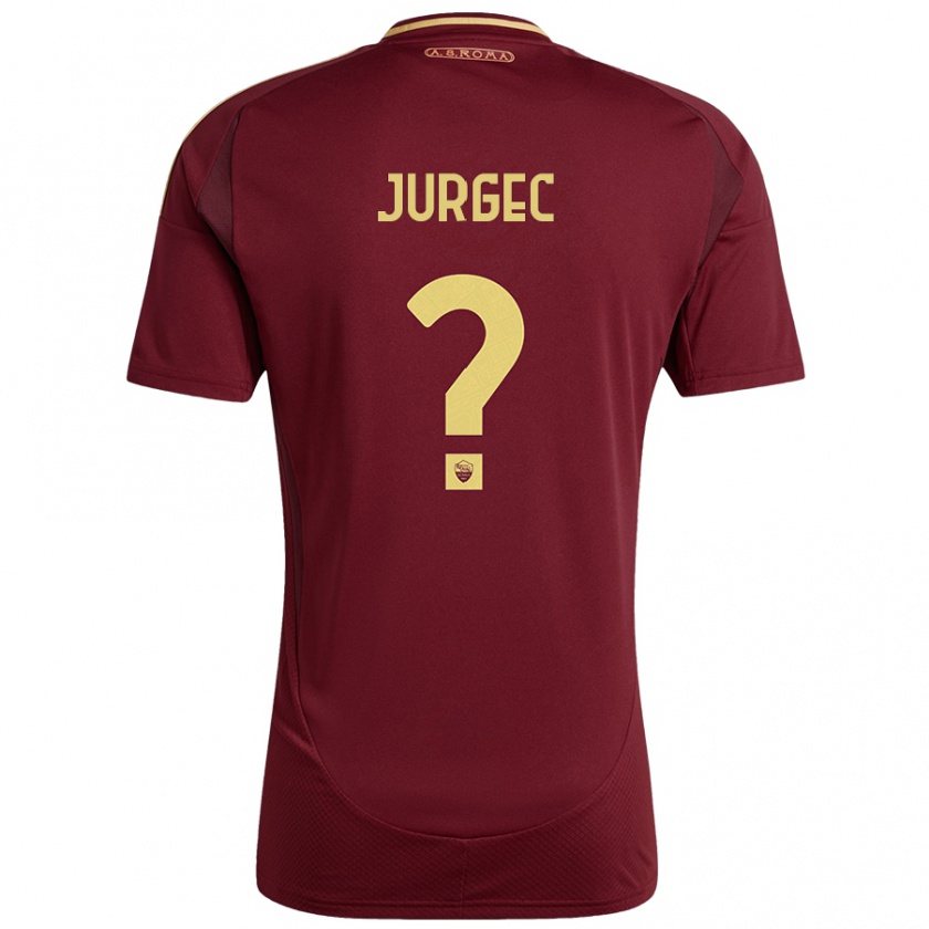 Kandiny Enfant Maillot Jan Jurgec #0 Rouge Brun Or Tenues Domicile 2024/25 T-Shirt