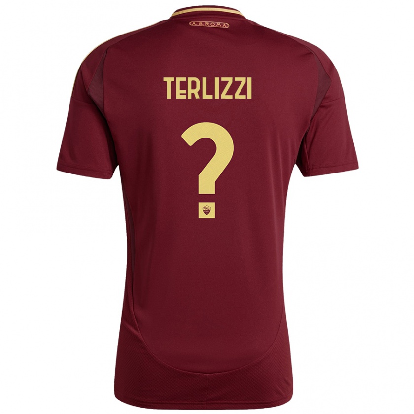 Kandiny Enfant Maillot Federico Terlizzi #0 Rouge Brun Or Tenues Domicile 2024/25 T-Shirt