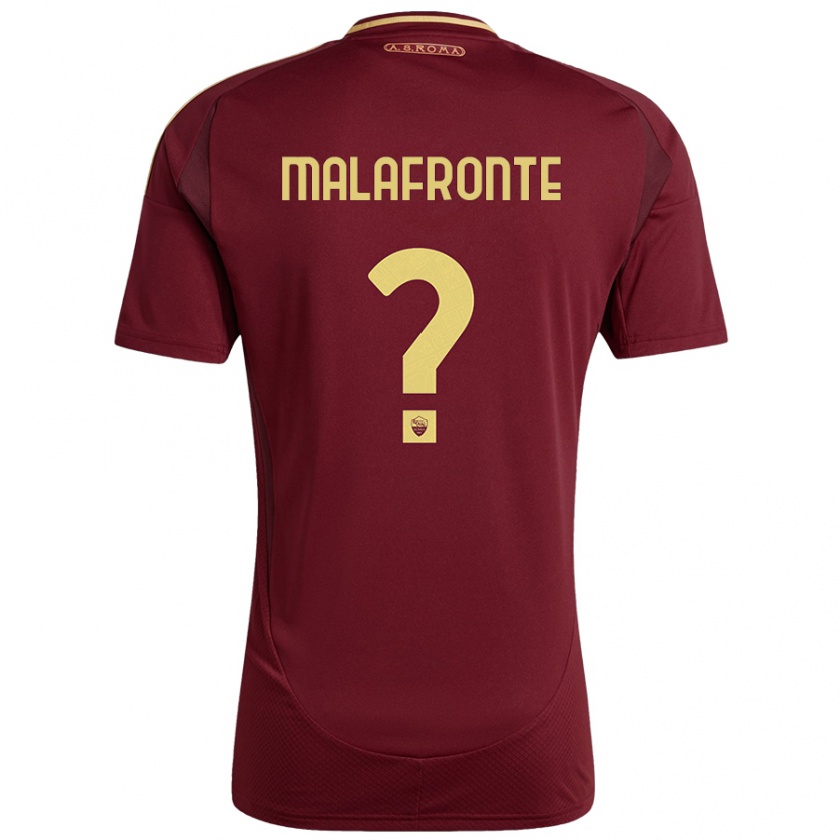 Kandiny Enfant Maillot Matteo Malafronte #0 Rouge Brun Or Tenues Domicile 2024/25 T-Shirt