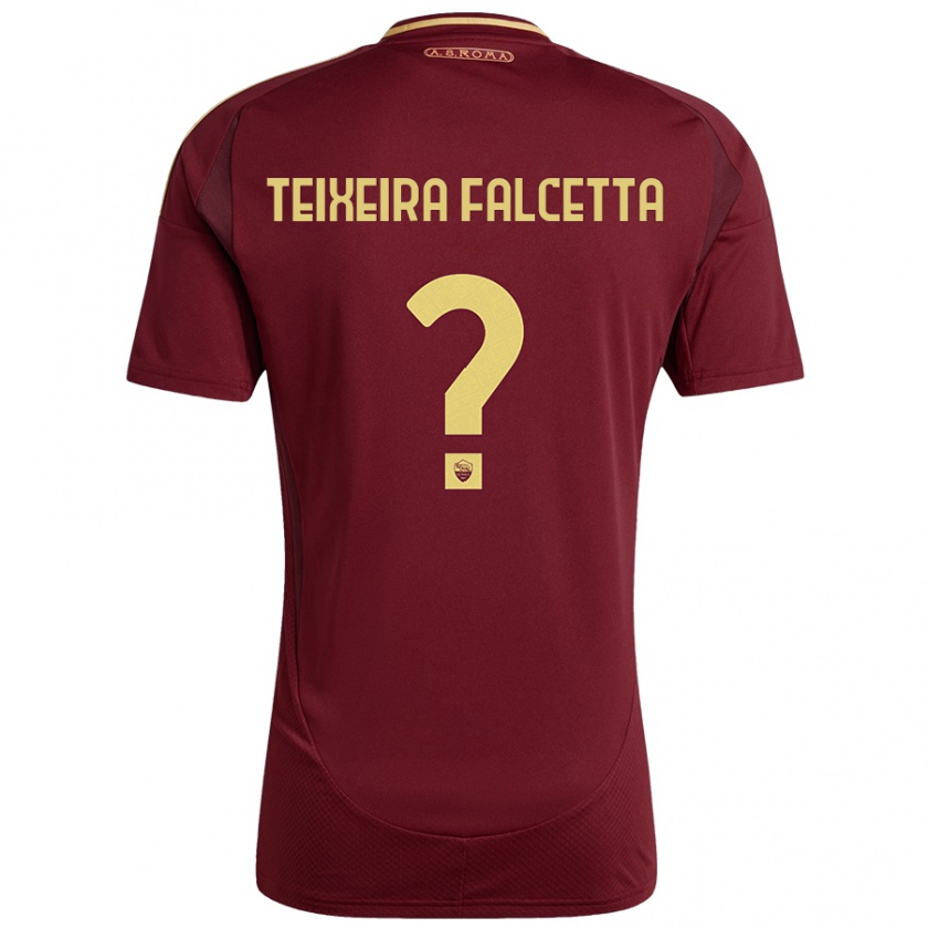 Kandiny Enfant Maillot Pietro Teixeira Falcetta #0 Rouge Brun Or Tenues Domicile 2024/25 T-Shirt