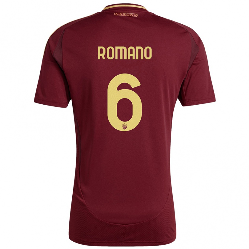 Kandiny Enfant Maillot Alessandro Romano #6 Rouge Brun Or Tenues Domicile 2024/25 T-Shirt