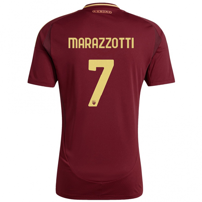 Kandiny Enfant Maillot Fabrizio Marazzotti #7 Rouge Brun Or Tenues Domicile 2024/25 T-Shirt