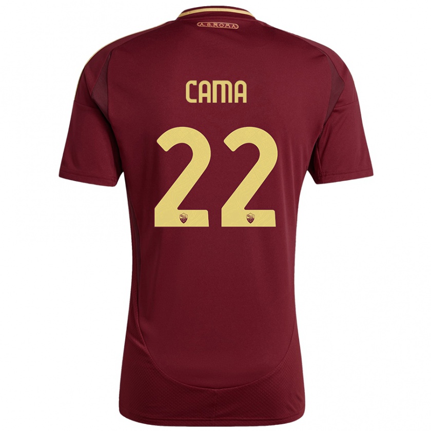 Kandiny Enfant Maillot Cristian Cama #22 Rouge Brun Or Tenues Domicile 2024/25 T-Shirt