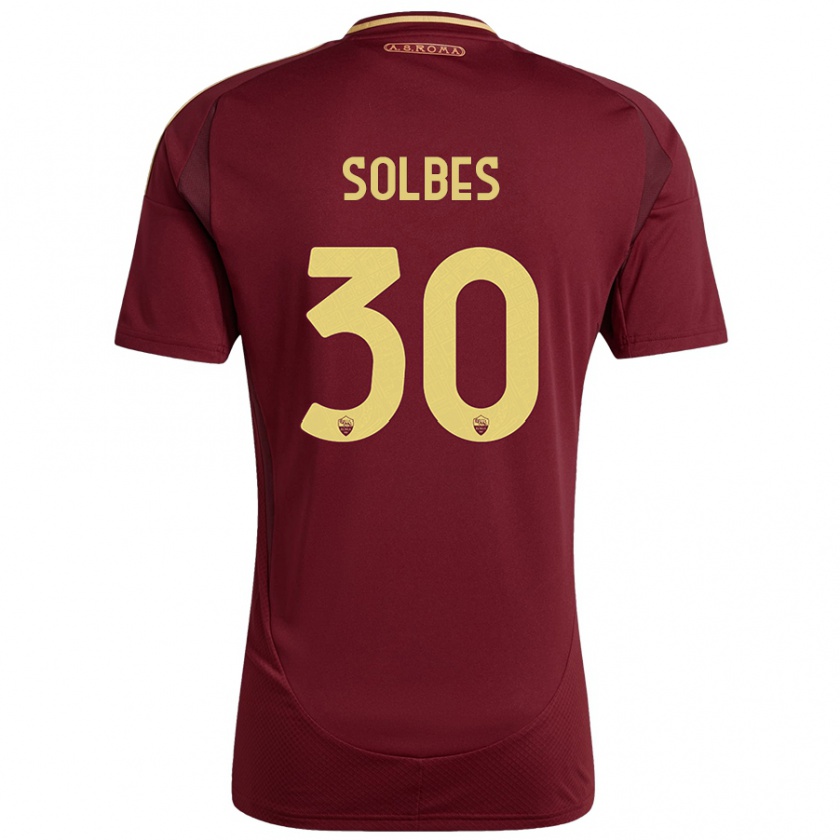 Kandiny Enfant Maillot Ricardo Solbes #30 Rouge Brun Or Tenues Domicile 2024/25 T-Shirt