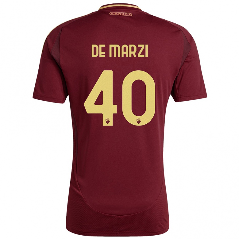 Kandiny Enfant Maillot Giorgio De Marzi #40 Rouge Brun Or Tenues Domicile 2024/25 T-Shirt