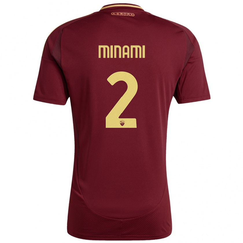 Kandiny Enfant Maillot Moeka Minami #2 Rouge Brun Or Tenues Domicile 2024/25 T-Shirt