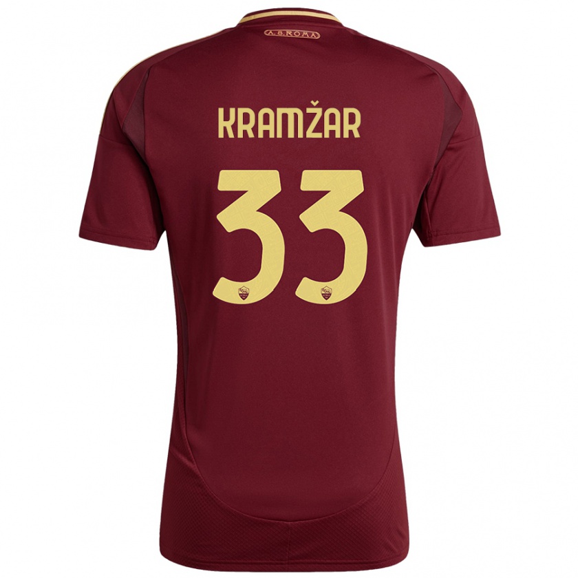 Kandiny Enfant Maillot Zara Kramžar #33 Rouge Brun Or Tenues Domicile 2024/25 T-Shirt