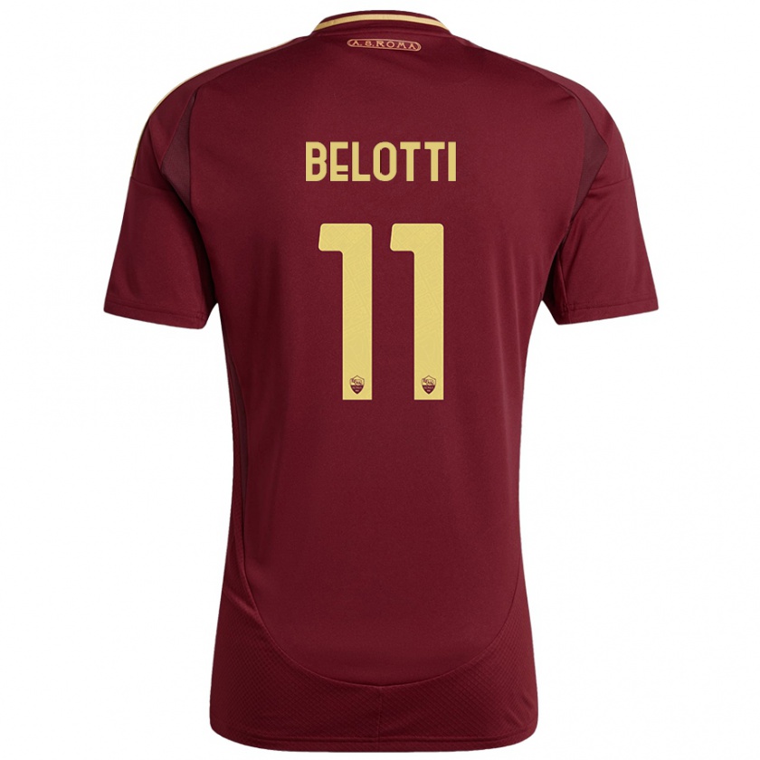 Kandiny Enfant Maillot Andrea Belotti #11 Rouge Brun Or Tenues Domicile 2024/25 T-Shirt