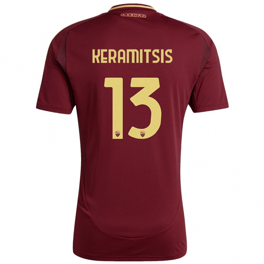 Kandiny Enfant Maillot Dimitrios Keramitsis #13 Rouge Brun Or Tenues Domicile 2024/25 T-Shirt