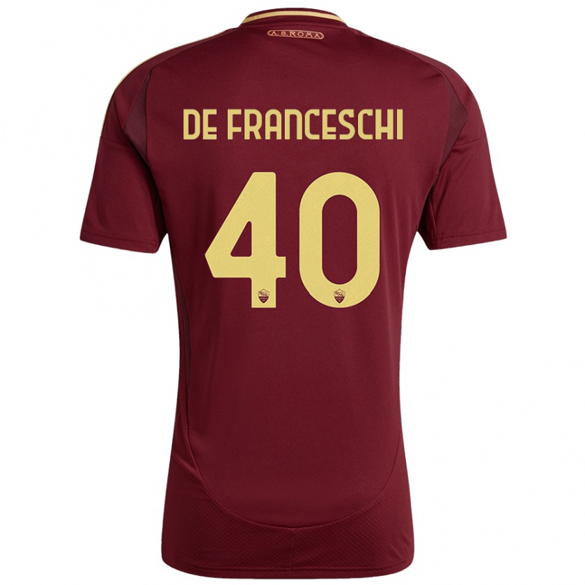 Kandiny Enfant Maillot Leonardo De Franceschi #40 Rouge Brun Or Tenues Domicile 2024/25 T-Shirt