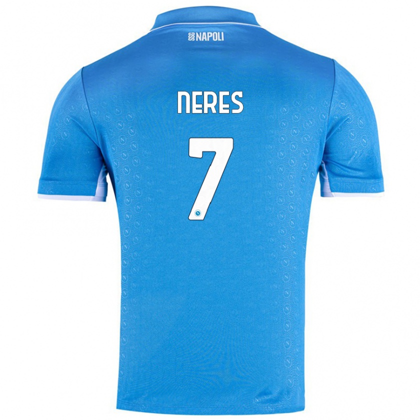 Kandiny Enfant Maillot David Neres #7 Bleu Ciel Tenues Domicile 2024/25 T-Shirt