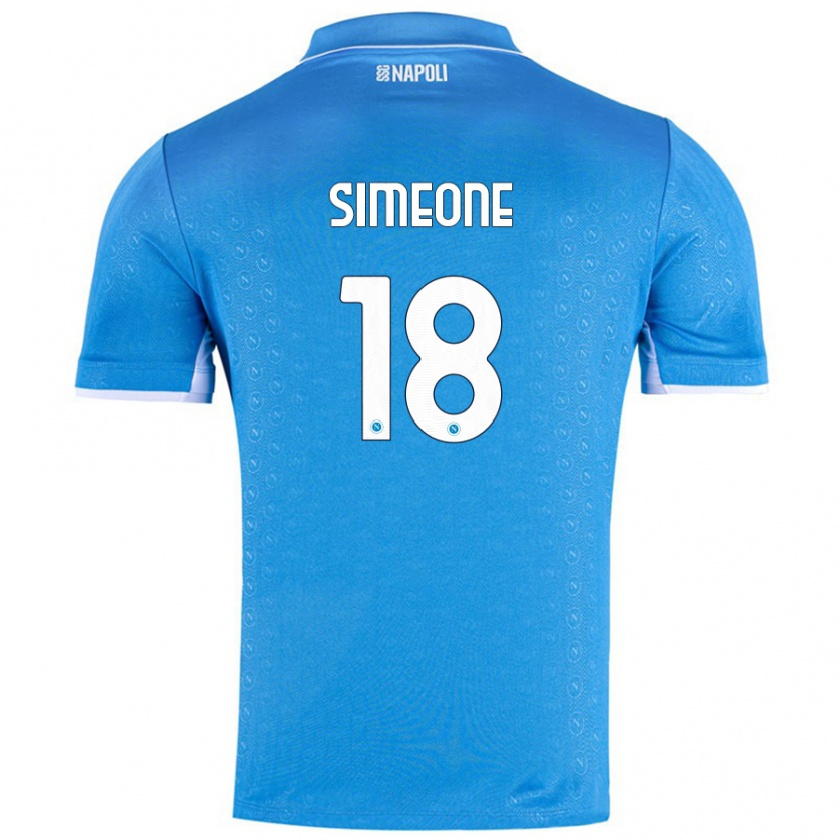 Kandiny Enfant Maillot Giovanni Simeone #18 Bleu Ciel Tenues Domicile 2024/25 T-Shirt