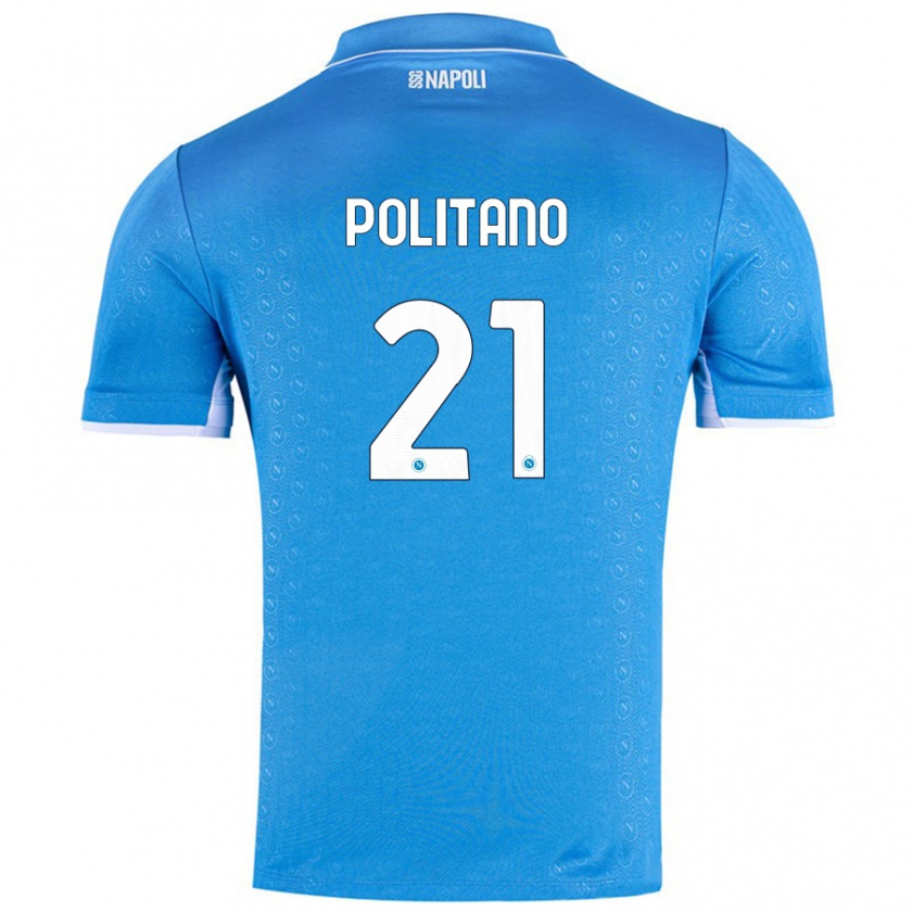 Kandiny Enfant Maillot Matteo Politano #21 Bleu Ciel Tenues Domicile 2024/25 T-Shirt