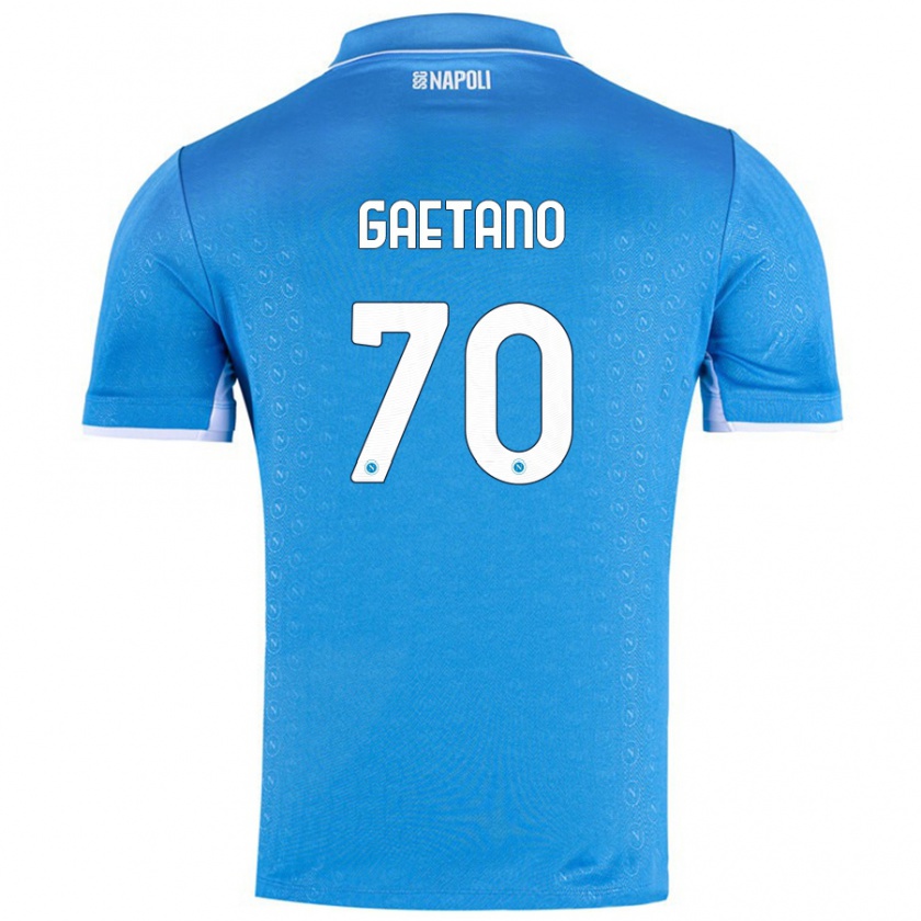 Kandiny Enfant Maillot Gianluca Gaetano #70 Bleu Ciel Tenues Domicile 2024/25 T-Shirt