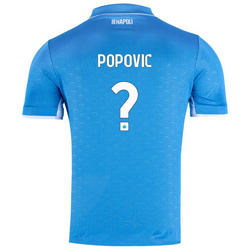 Kandiny Enfant Maillot Matija Popovic #0 Bleu Ciel Tenues Domicile 2024/25 T-Shirt