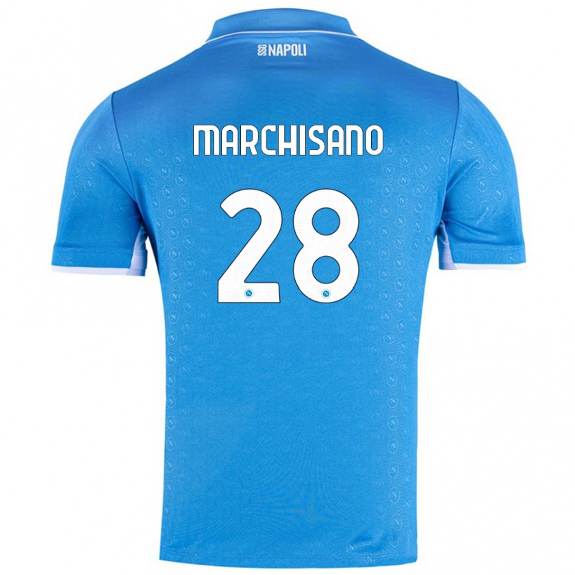 Kandiny Enfant Maillot Matteo Marchisano #28 Bleu Ciel Tenues Domicile 2024/25 T-Shirt