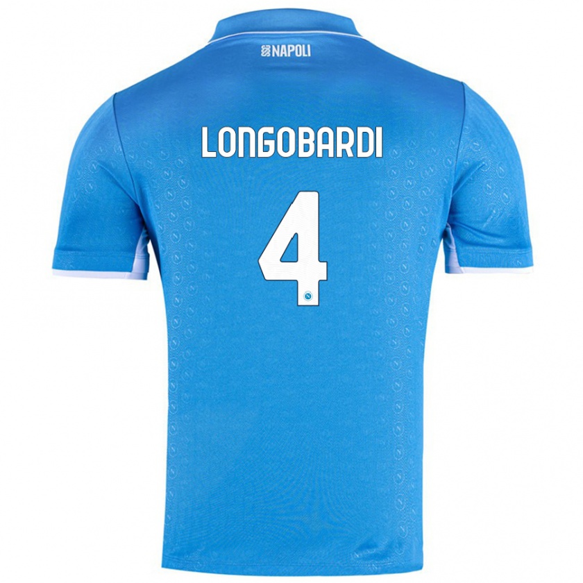 Kandiny Enfant Maillot Salvatore Longobardi #4 Bleu Ciel Tenues Domicile 2024/25 T-Shirt