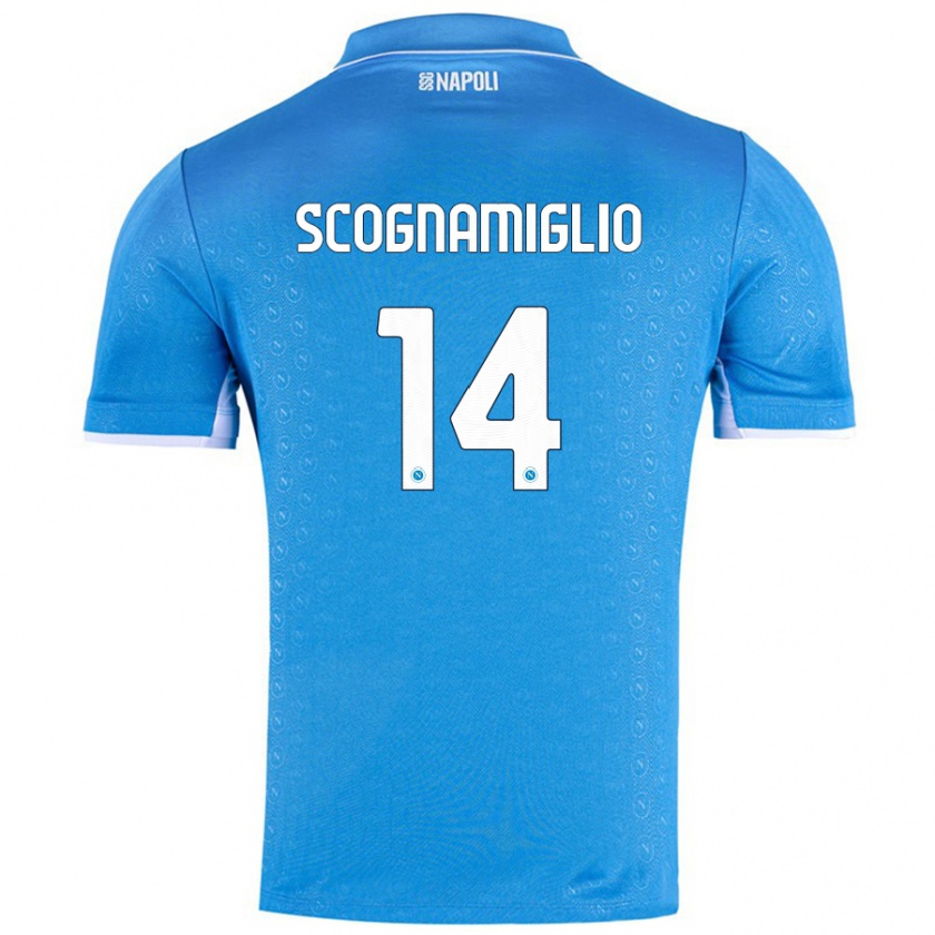 Kandiny Enfant Maillot Fabio Scognamiglio #14 Bleu Ciel Tenues Domicile 2024/25 T-Shirt