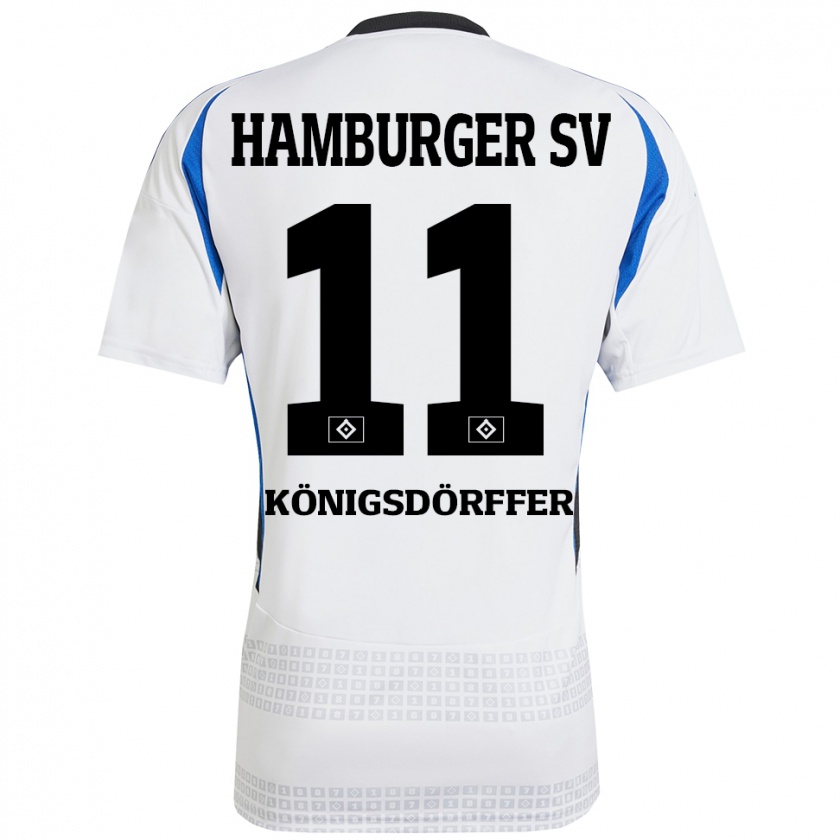 Kandiny Enfant Maillot Ransford Königsdörffer #11 Blanc Bleu Tenues Domicile 2024/25 T-Shirt