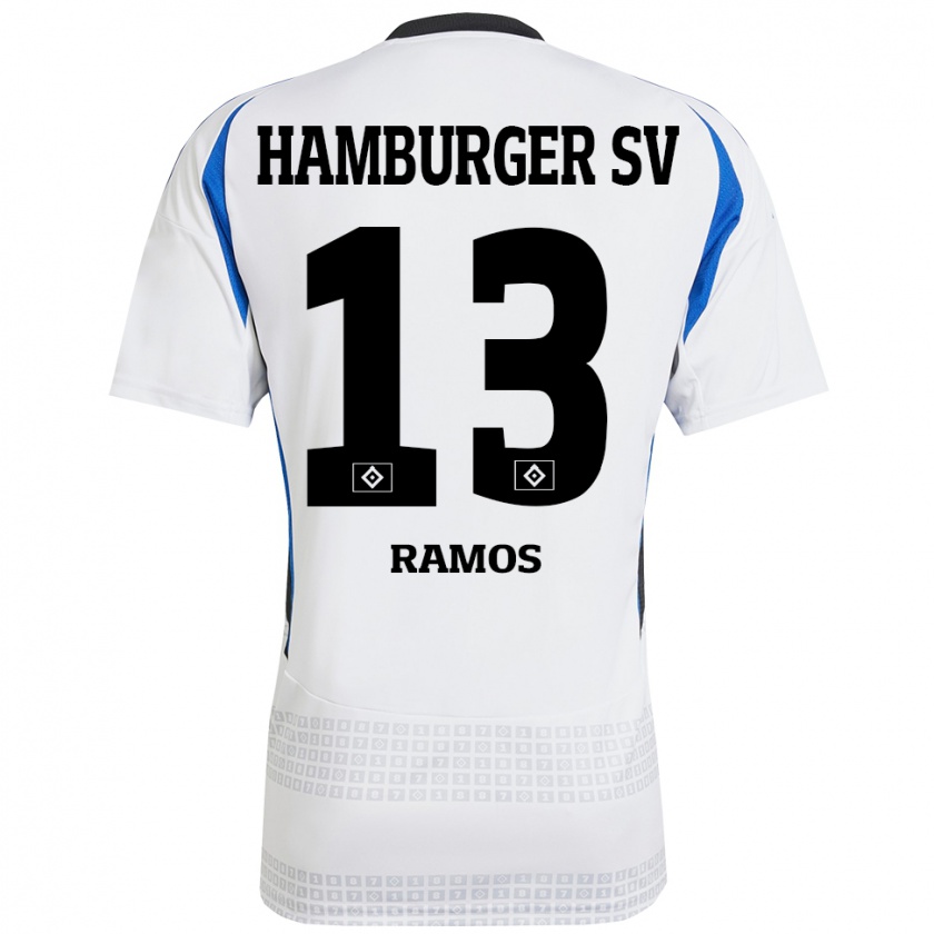 Kandiny Enfant Maillot Guilherme Ramos #13 Blanc Bleu Tenues Domicile 2024/25 T-Shirt