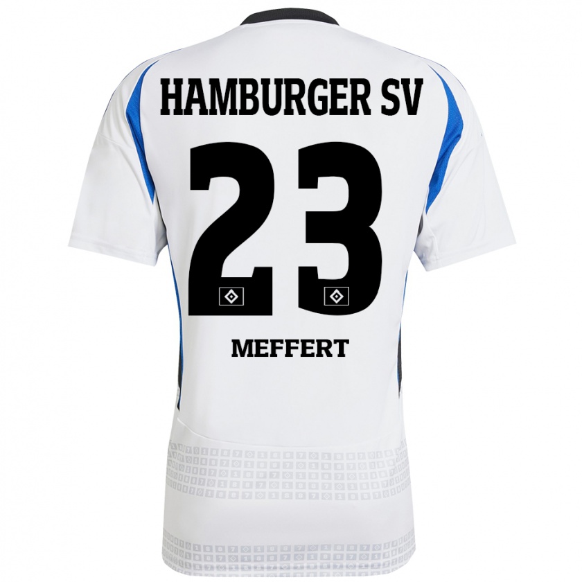 Kandiny Enfant Maillot Jonas Meffert #23 Blanc Bleu Tenues Domicile 2024/25 T-Shirt