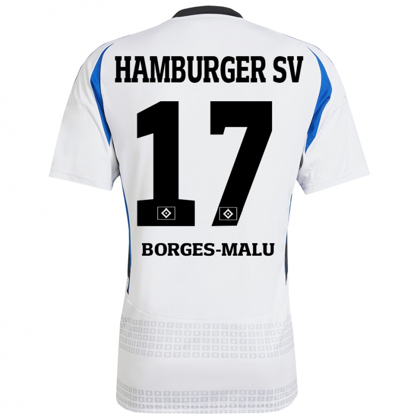 Kandiny Enfant Maillot Louis Borges-Malu #17 Blanc Bleu Tenues Domicile 2024/25 T-Shirt