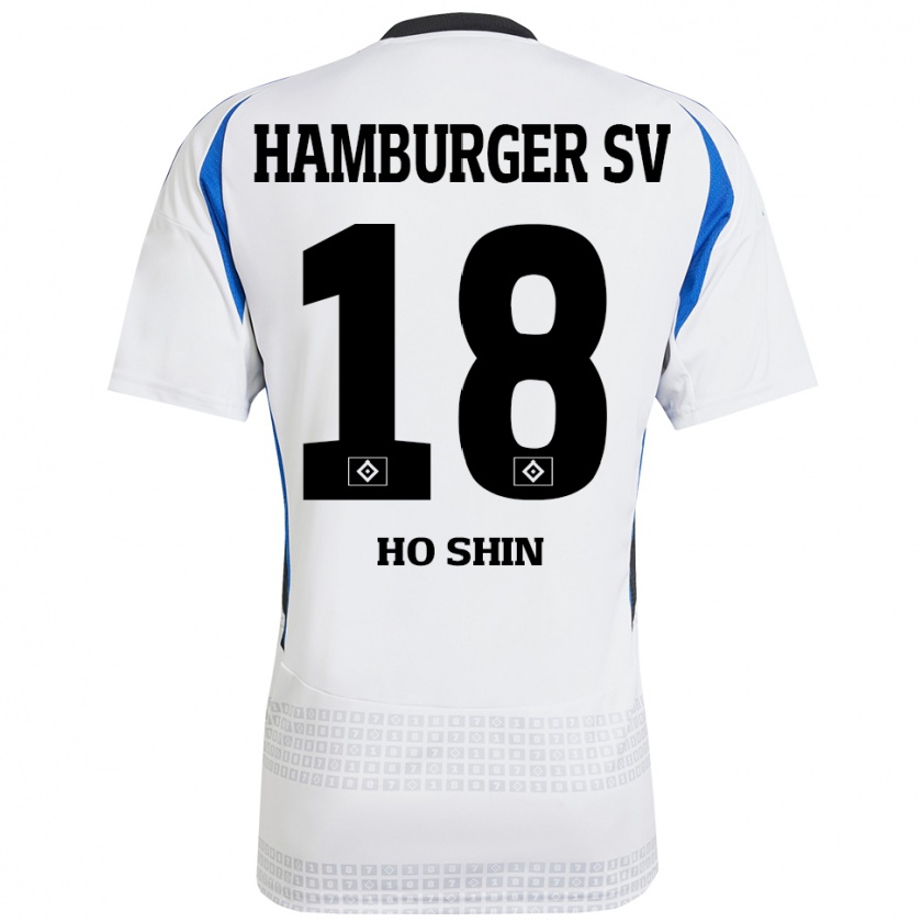 Kandiny Enfant Maillot Jae Ho Shin #18 Blanc Bleu Tenues Domicile 2024/25 T-Shirt