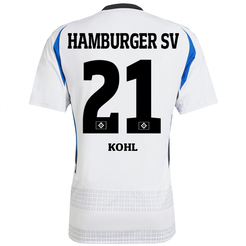 Kandiny Enfant Maillot Ohene Köhl #21 Blanc Bleu Tenues Domicile 2024/25 T-Shirt