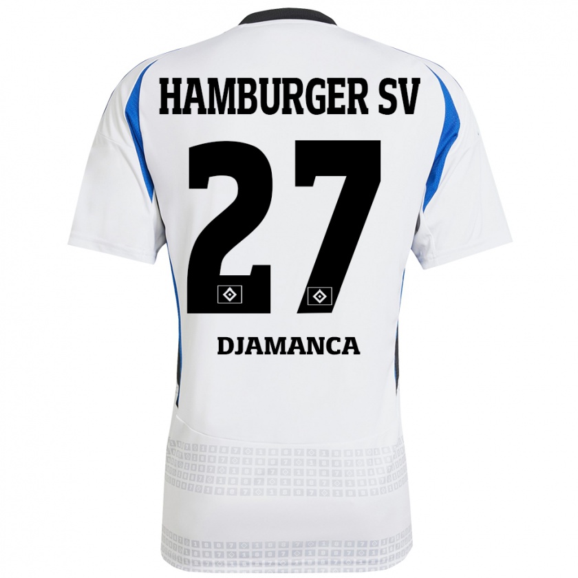 Kandiny Enfant Maillot Ismaila Djamanca #27 Blanc Bleu Tenues Domicile 2024/25 T-Shirt