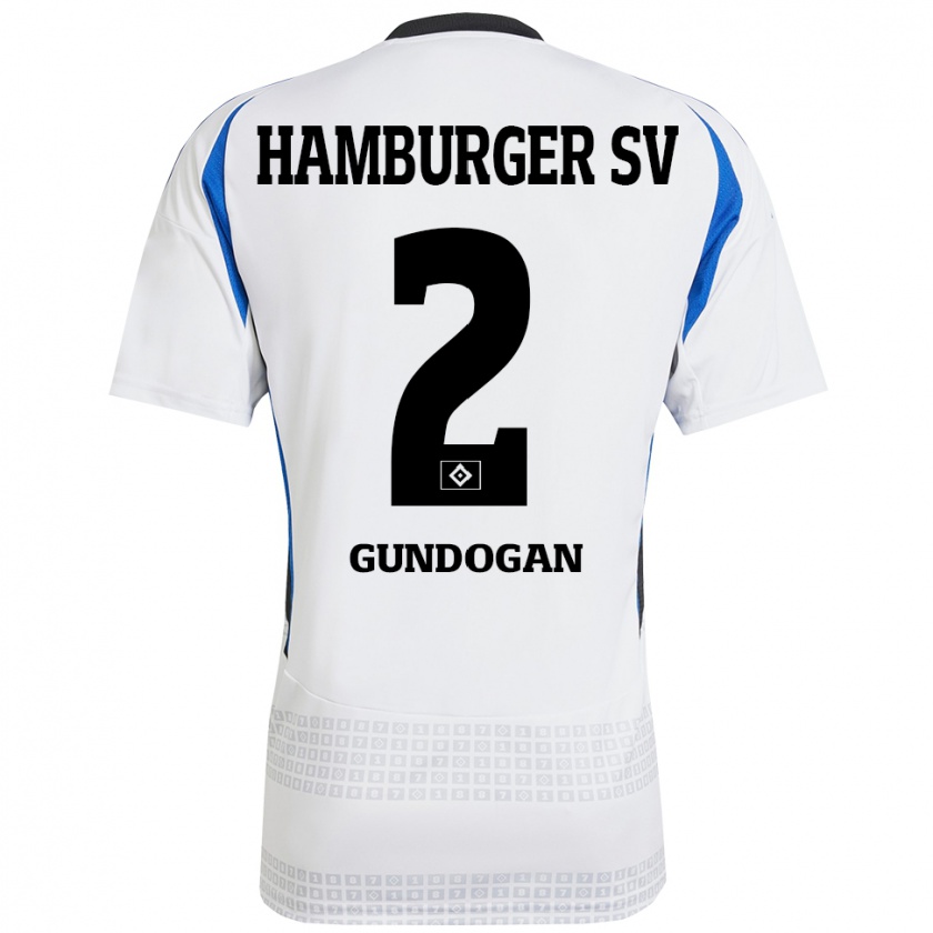 Kandiny Enfant Maillot Haci Gündogan #2 Blanc Bleu Tenues Domicile 2024/25 T-Shirt