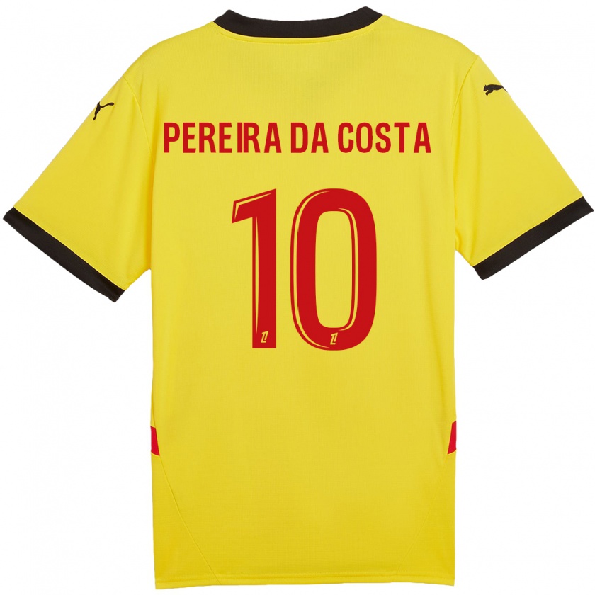 Kandiny Enfant Maillot David Pereira Da Costa #10 Jaune Rouge Tenues Domicile 2024/25 T-Shirt