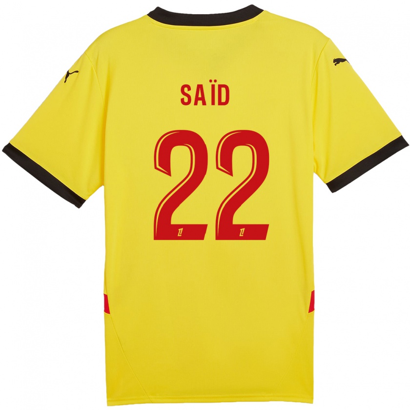 Kandiny Enfant Maillot Wesley Saïd #22 Jaune Rouge Tenues Domicile 2024/25 T-Shirt