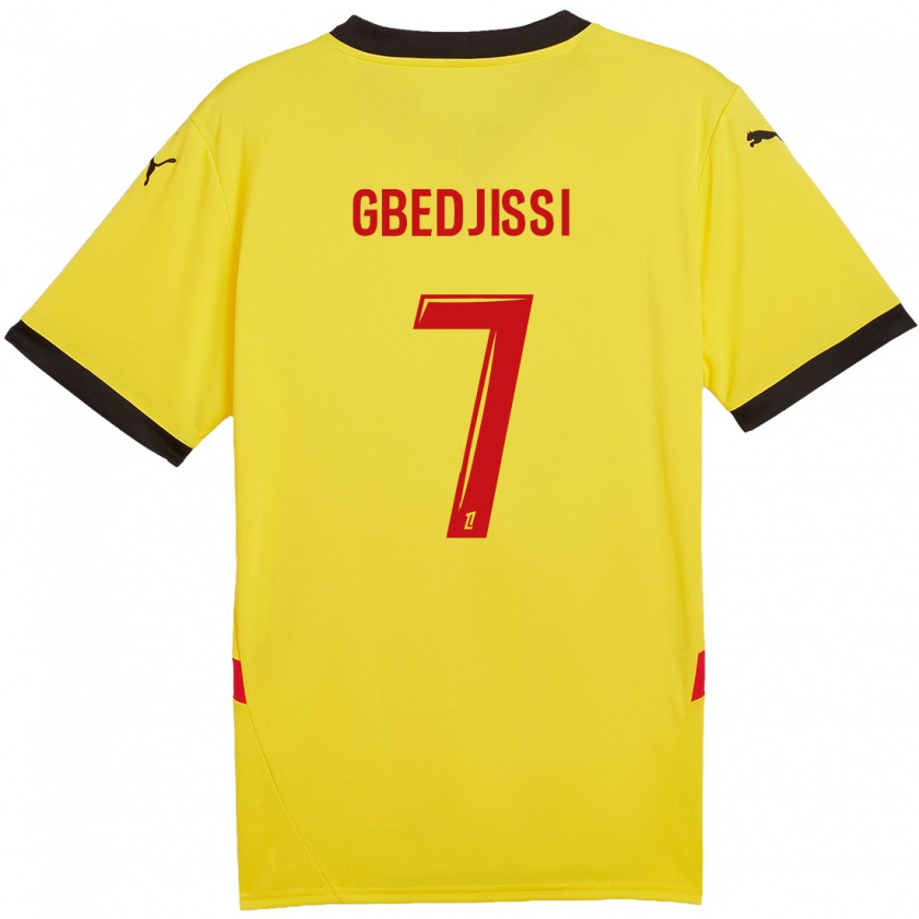 Kandiny Enfant Maillot Aude Gbedjissi #7 Jaune Rouge Tenues Domicile 2024/25 T-Shirt