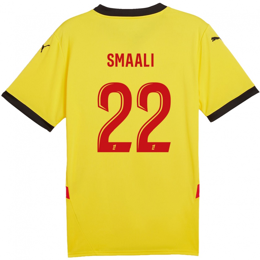 Kandiny Enfant Maillot Emma Smaali #22 Jaune Rouge Tenues Domicile 2024/25 T-Shirt