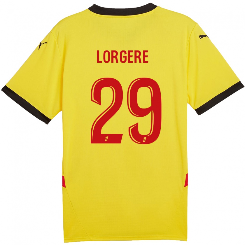 Kandiny Enfant Maillot Charlotte Lorgeré #29 Jaune Rouge Tenues Domicile 2024/25 T-Shirt