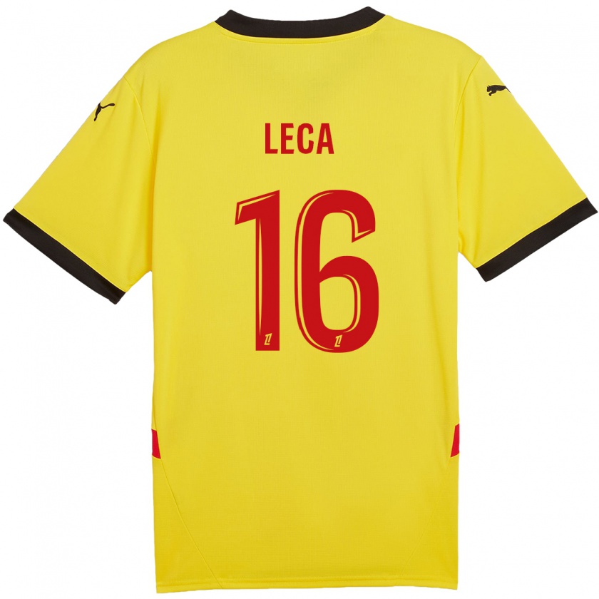 Kandiny Enfant Maillot Jean-Louis Leca #16 Jaune Rouge Tenues Domicile 2024/25 T-Shirt