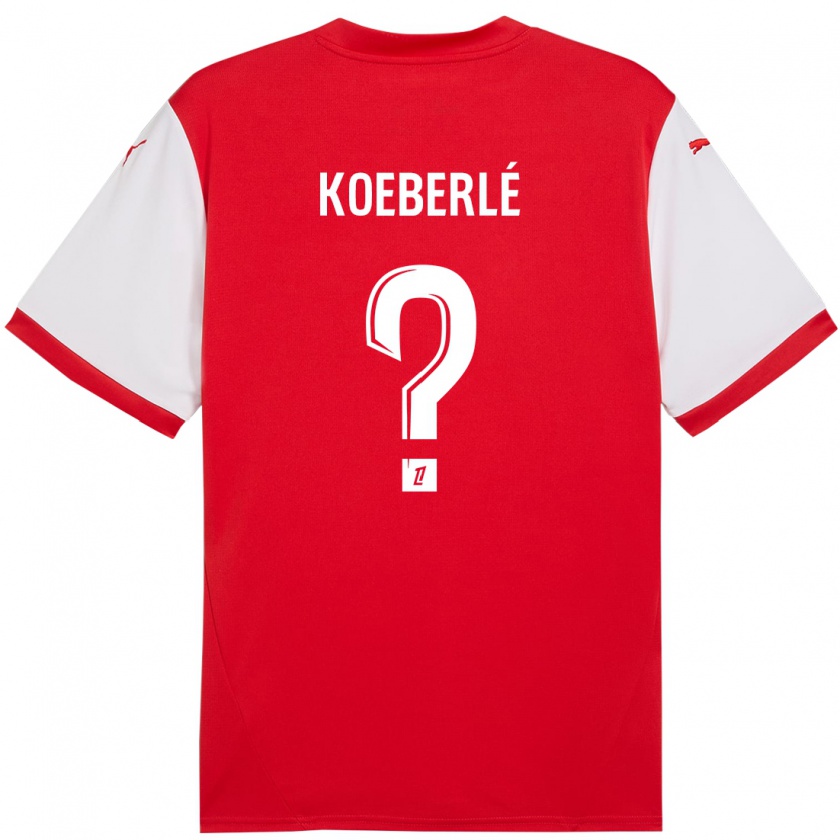 Kandiny Enfant Maillot Samuel Koeberlé #0 Rouge Blanc Tenues Domicile 2024/25 T-Shirt