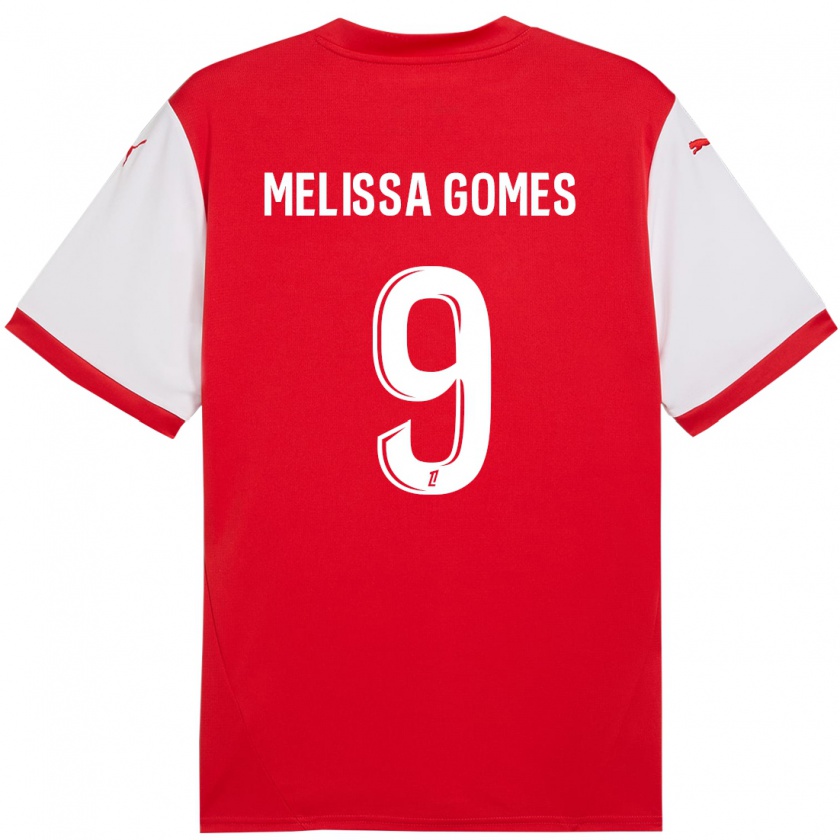 Kandiny Enfant Maillot Melissa Ferreira Gomes #9 Rouge Blanc Tenues Domicile 2024/25 T-Shirt