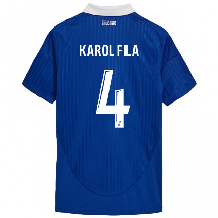 Kandiny Enfant Maillot Karol Fila #4 Bleu Blanc Tenues Domicile 2024/25 T-Shirt