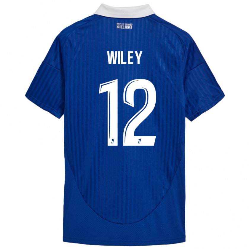 Kandiny Enfant Maillot Caleb Wiley #12 Bleu Blanc Tenues Domicile 2024/25 T-Shirt