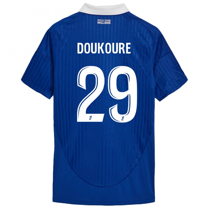 Kandiny Enfant Maillot Ismaël Doukouré #29 Bleu Blanc Tenues Domicile 2024/25 T-Shirt