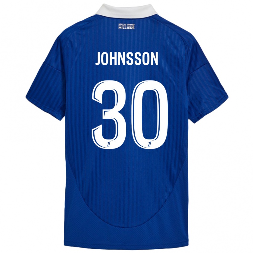 Kandiny Enfant Maillot Karl-Johan Johnsson #30 Bleu Blanc Tenues Domicile 2024/25 T-Shirt