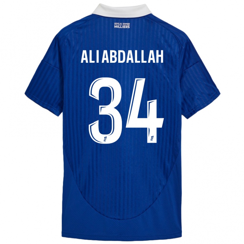 Kandiny Enfant Maillot Aboubacar Ali Abdallah #34 Bleu Blanc Tenues Domicile 2024/25 T-Shirt