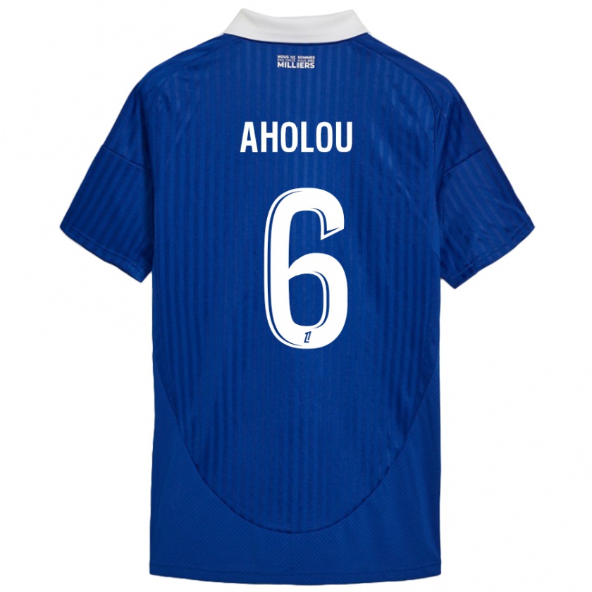 Kandiny Enfant Maillot Jean-Eudes Aholou #6 Bleu Blanc Tenues Domicile 2024/25 T-Shirt